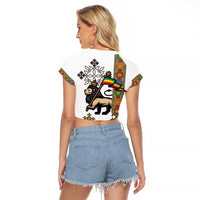 Ethiopia Saba Kemis Raglan Cropped T Shirt Ethiopian Cross Lion Of Judah