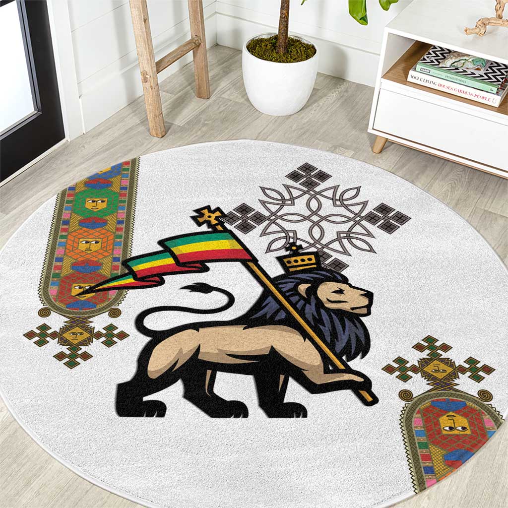 Ethiopia Saba Kemis Round Carpet Ethiopian Cross Lion Of Judah