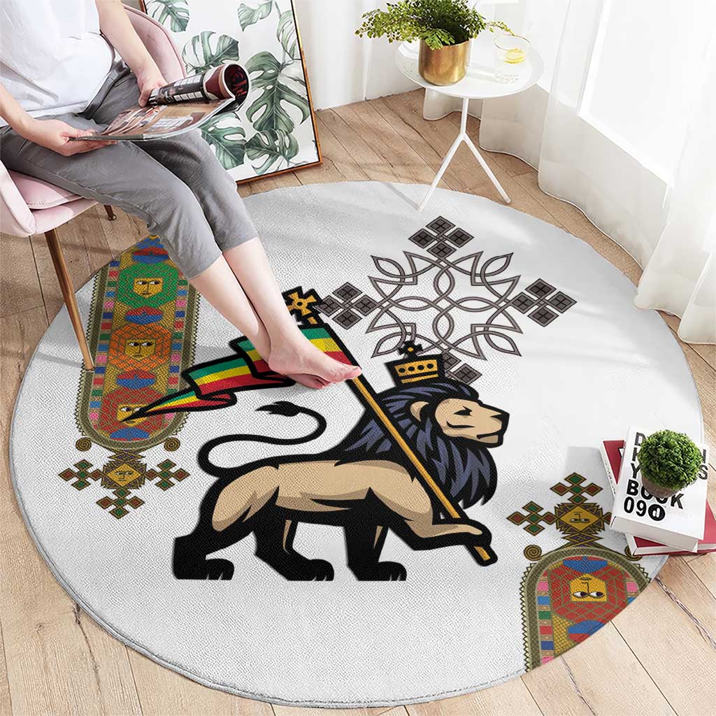 Ethiopia Saba Kemis Round Carpet Ethiopian Cross Lion Of Judah