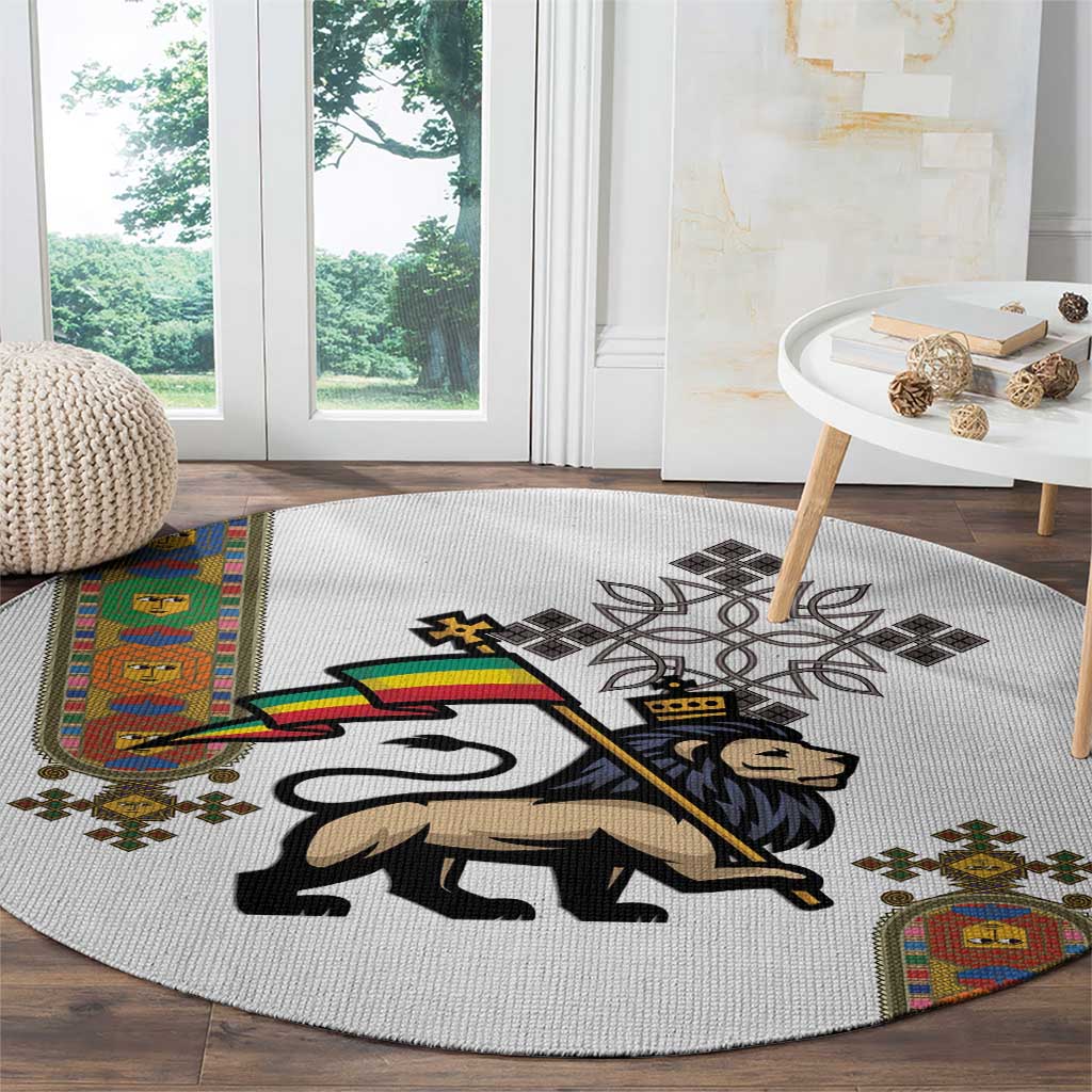 Ethiopia Saba Kemis Round Carpet Ethiopian Cross Lion Of Judah