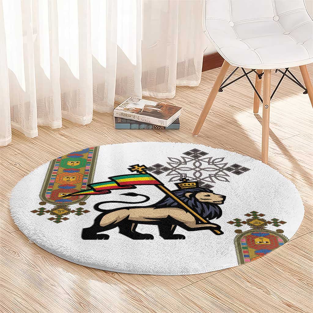 Ethiopia Saba Kemis Round Carpet Ethiopian Cross Lion Of Judah