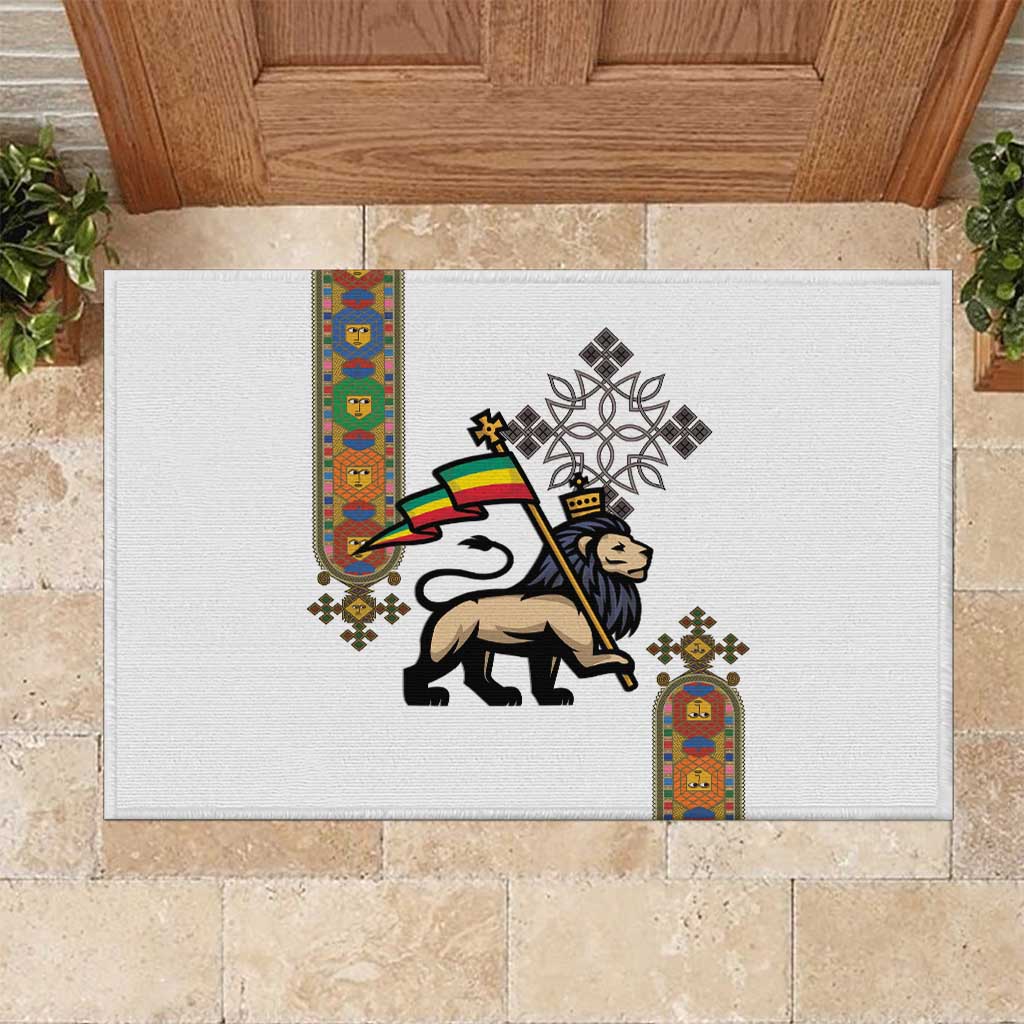 Ethiopia Saba Kemis Rubber Doormat Ethiopian Cross Lion Of Judah