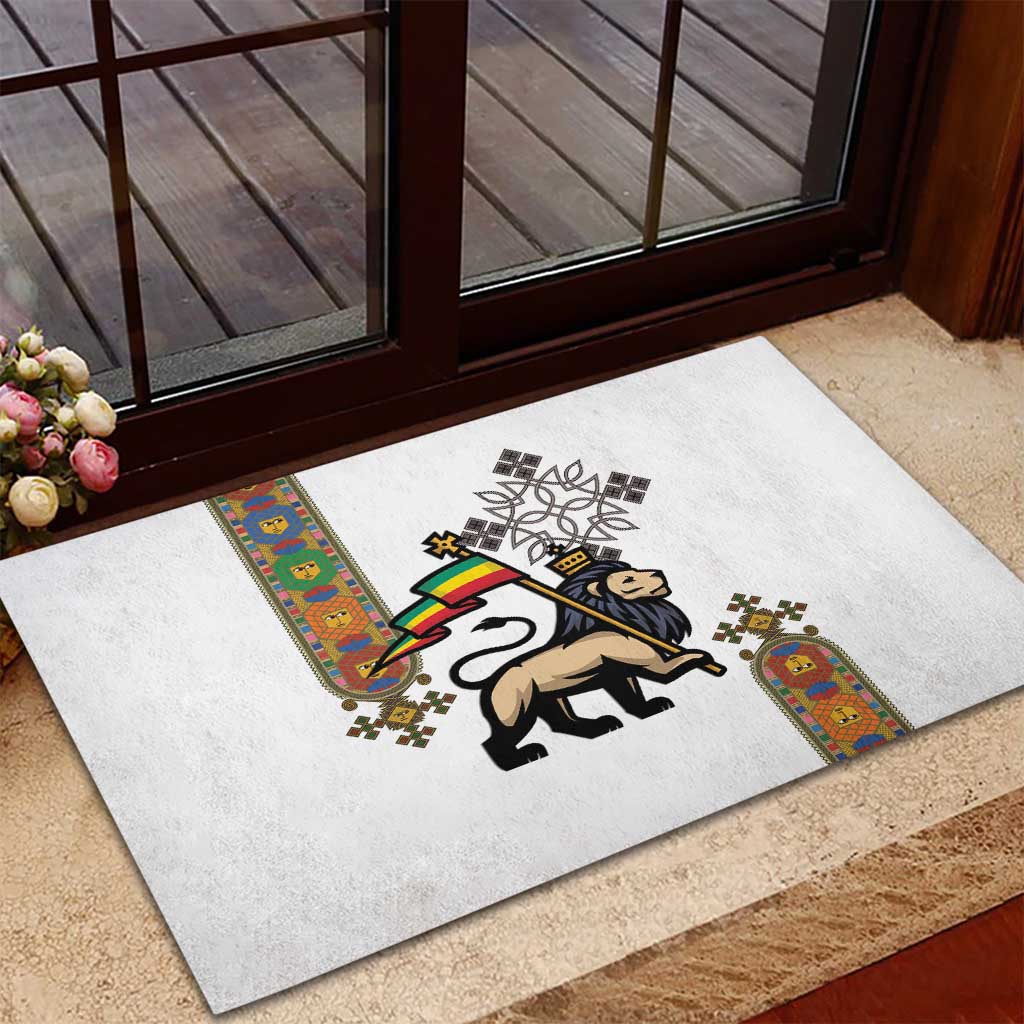 Ethiopia Saba Kemis Rubber Doormat Ethiopian Cross Lion Of Judah