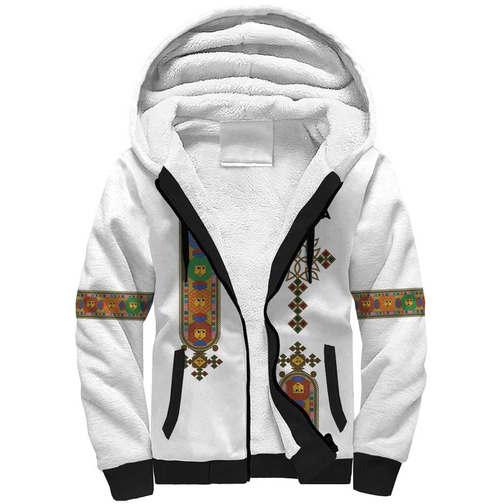 Ethiopia Saba Kemis Sherpa Hoodie Ethiopian Cross Lion Of Judah