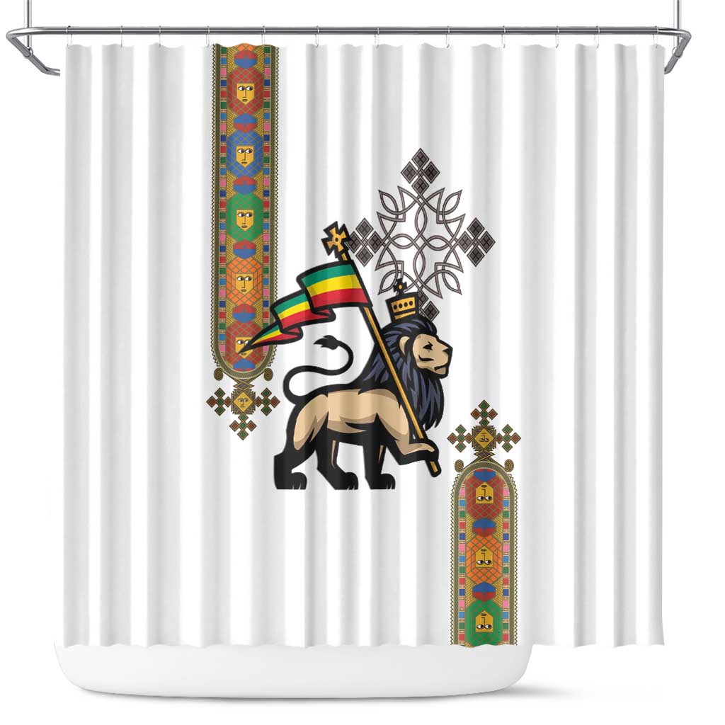 Ethiopia Saba Kemis Shower Curtain Ethiopian Cross Lion Of Judah