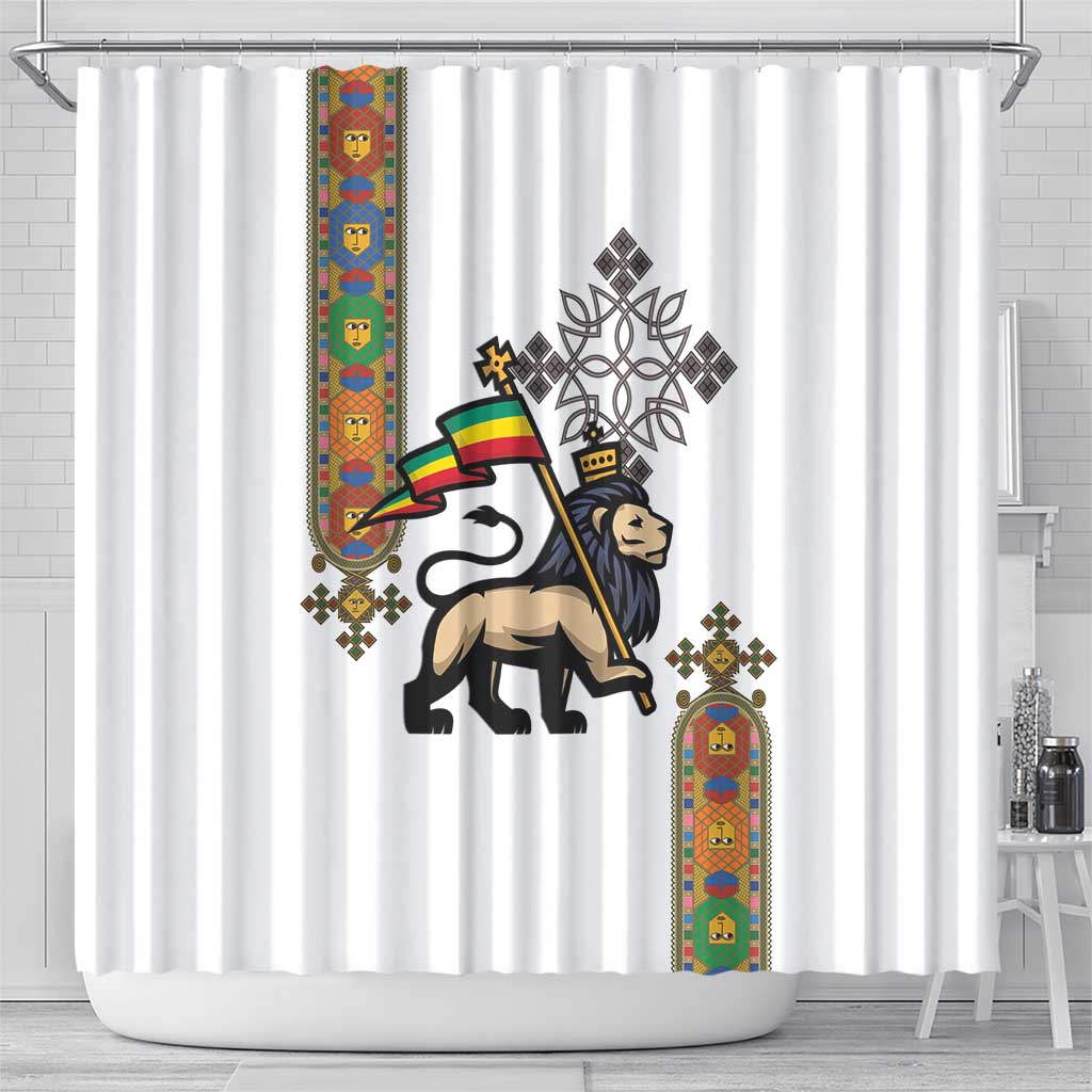Ethiopia Saba Kemis Shower Curtain Ethiopian Cross Lion Of Judah