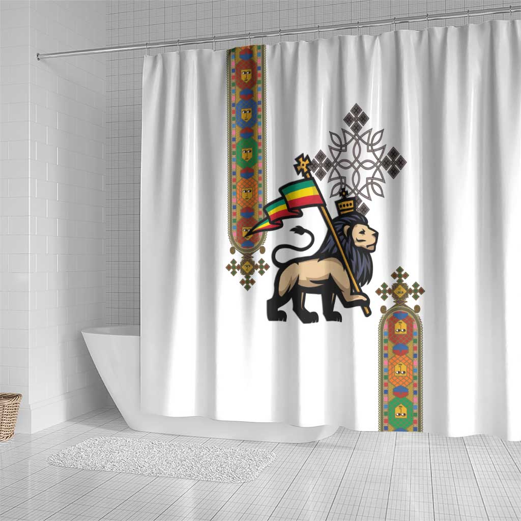 Ethiopia Saba Kemis Shower Curtain Ethiopian Cross Lion Of Judah
