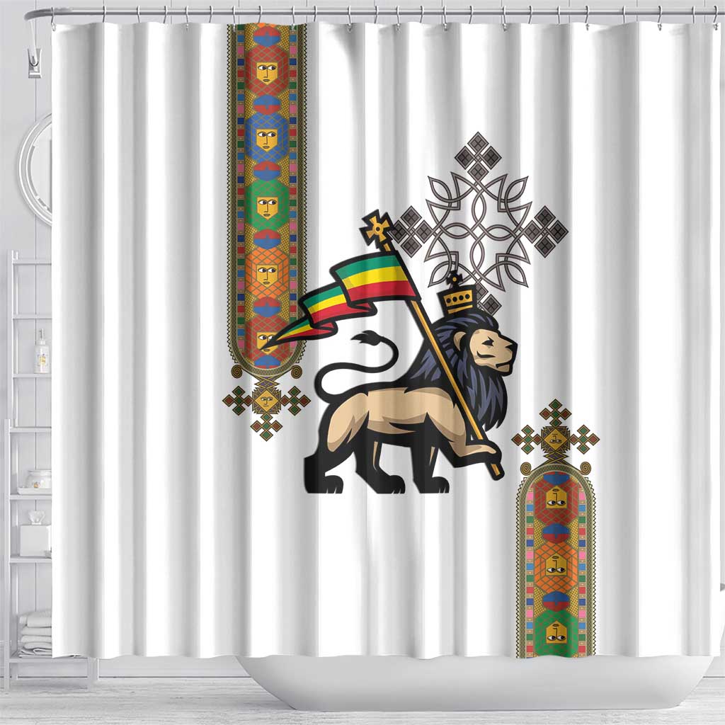 Ethiopia Saba Kemis Shower Curtain Ethiopian Cross Lion Of Judah