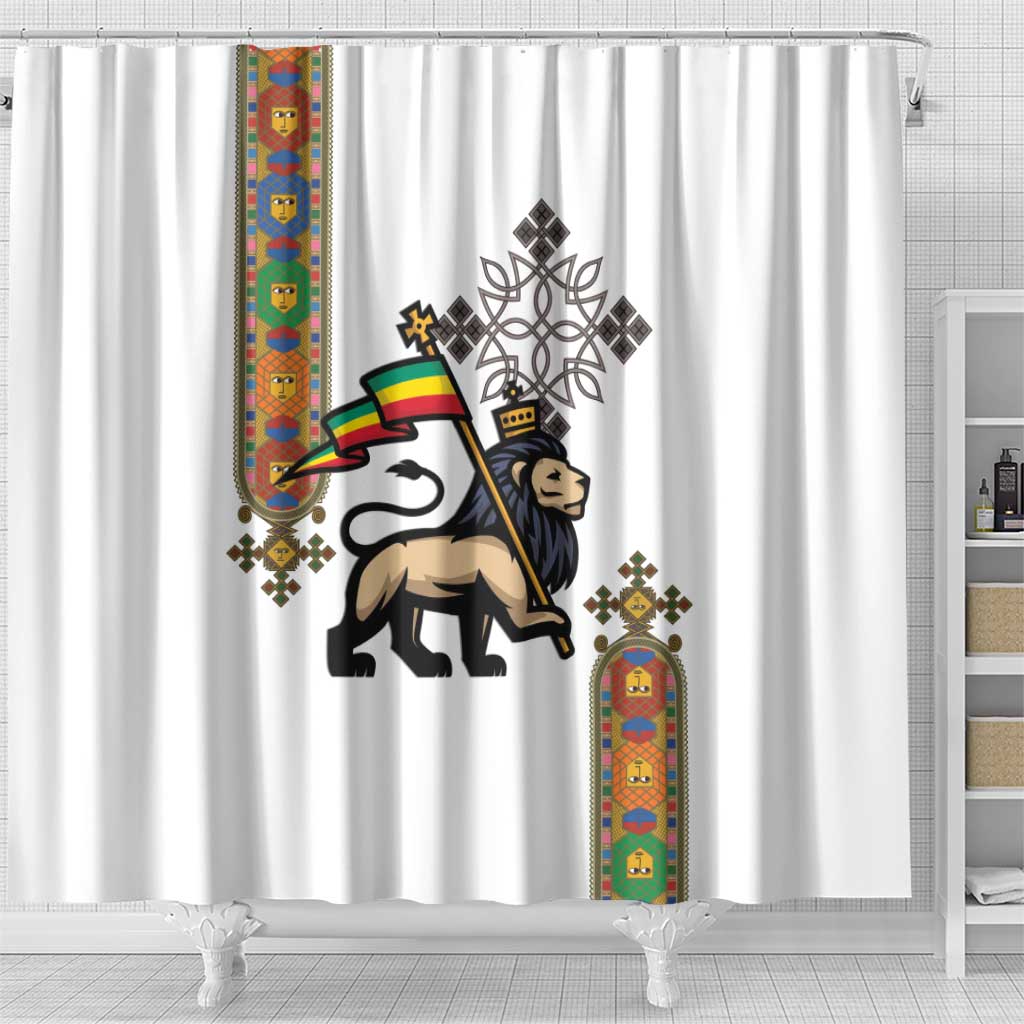 Ethiopia Saba Kemis Shower Curtain Ethiopian Cross Lion Of Judah