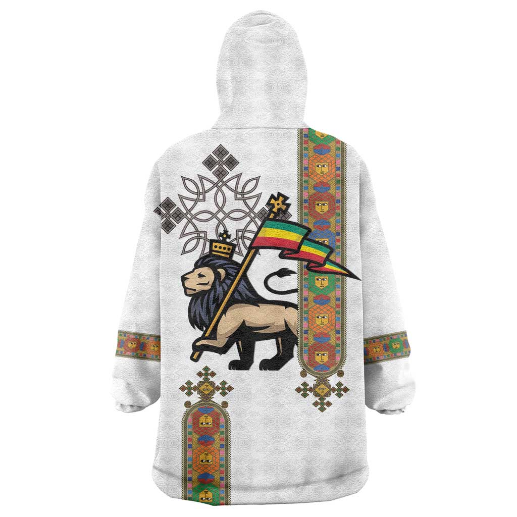 Ethiopia Saba Kemis Wearable Blanket Hoodie Ethiopian Cross Lion Of Judah