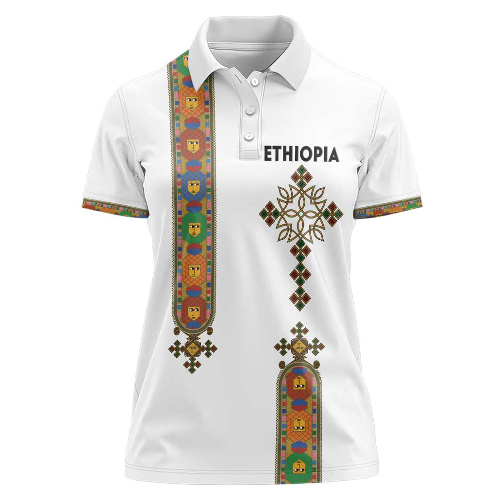 Ethiopia Saba Kemis Women Polo Shirt Ethiopian Cross Lion Of Judah