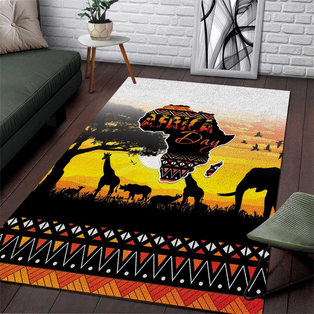 Happy Africa Day Area Rug African Safari With Map