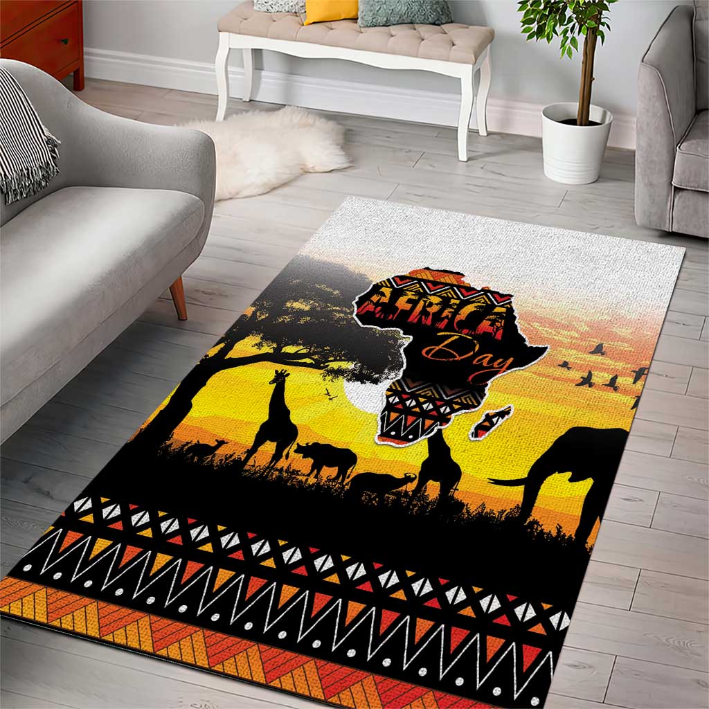 Happy Africa Day Area Rug African Safari With Map