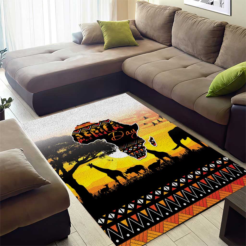 Happy Africa Day Area Rug African Safari With Map