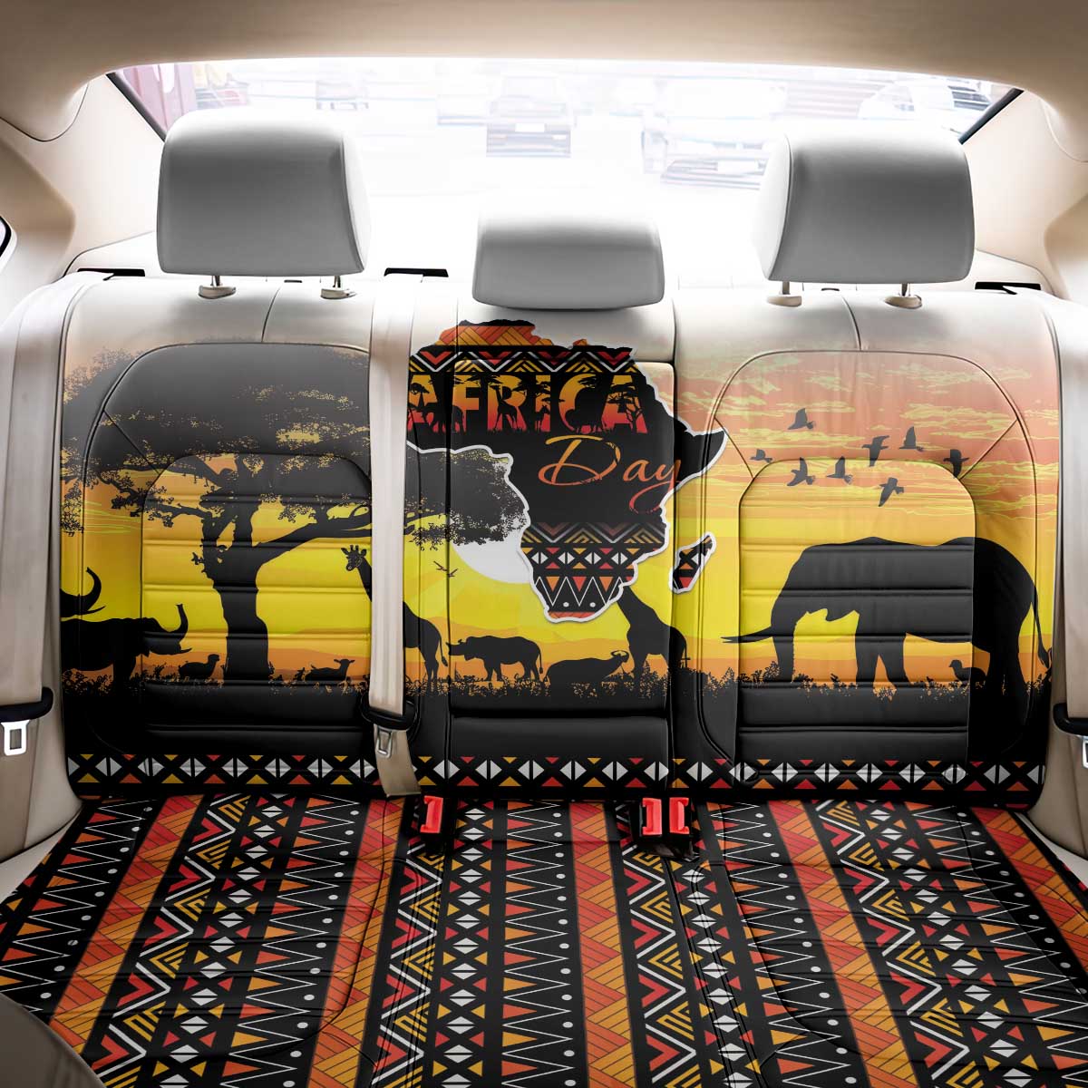 Happy Africa Day Back Car Seat Cover African Safari With Map