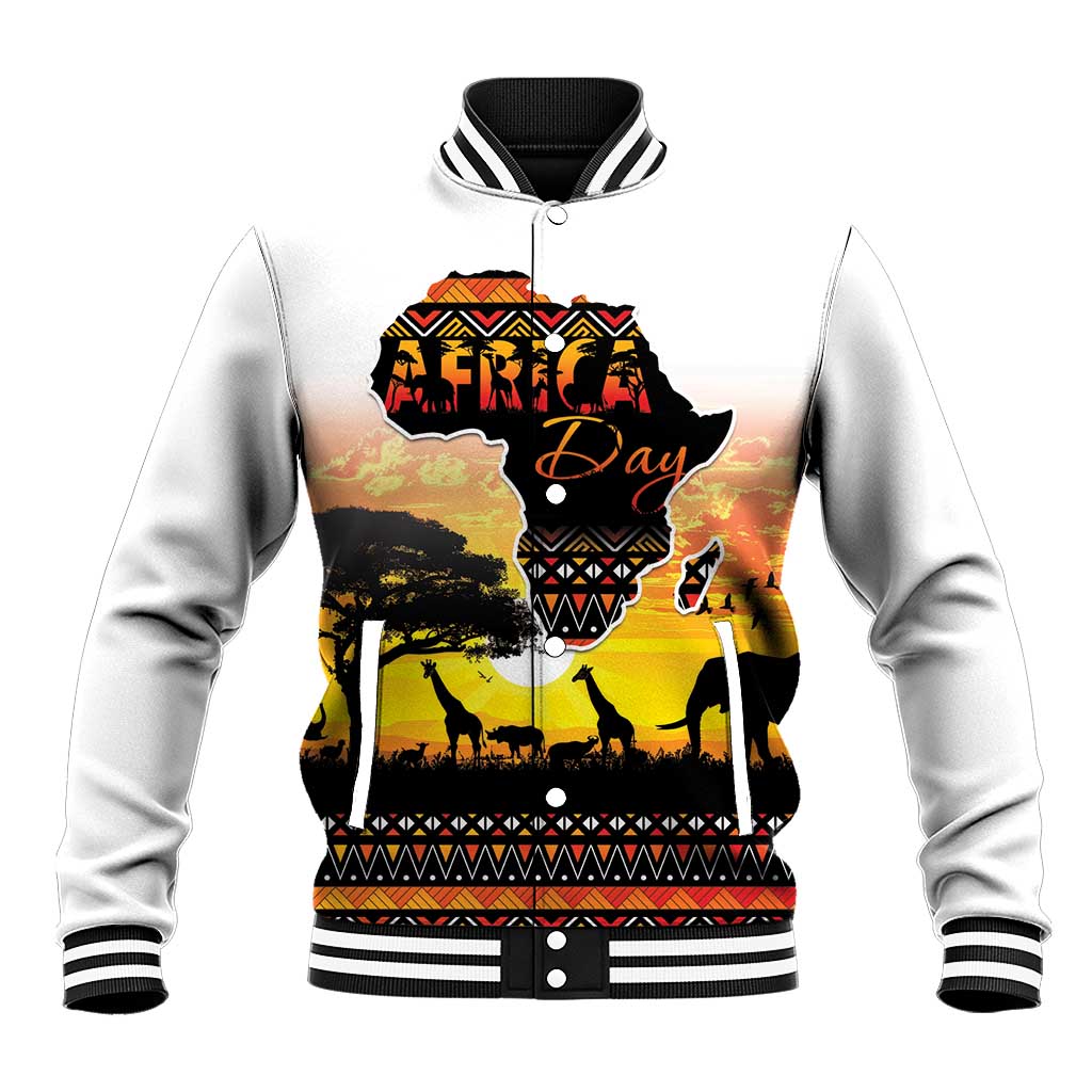 Happy Africa Day Baseball Jacket African Safari With Map