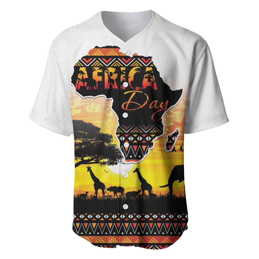 Happy Africa Day Baseball Jersey African Safari With Map
