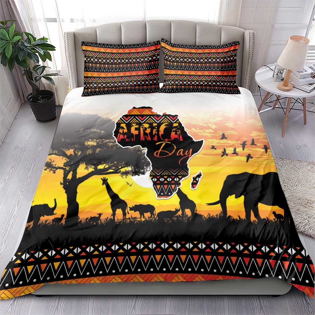 Happy Africa Day Bedding Set African Safari With Map
