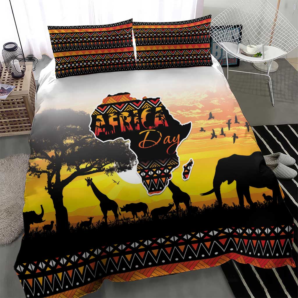 Happy Africa Day Bedding Set African Safari With Map