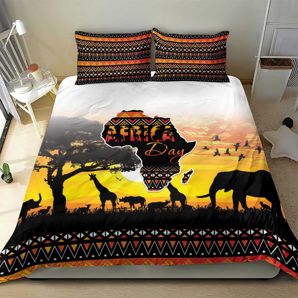 Happy Africa Day Bedding Set African Safari With Map