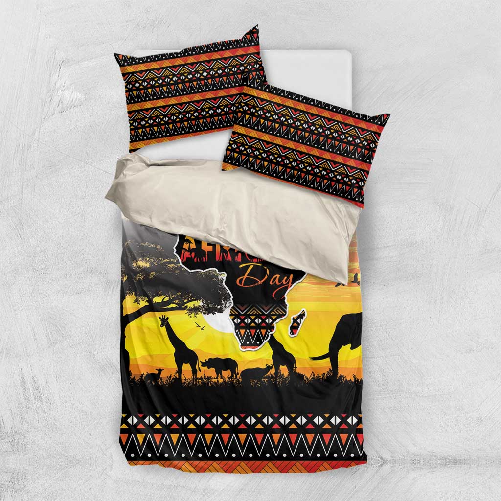 Happy Africa Day Bedding Set African Safari With Map