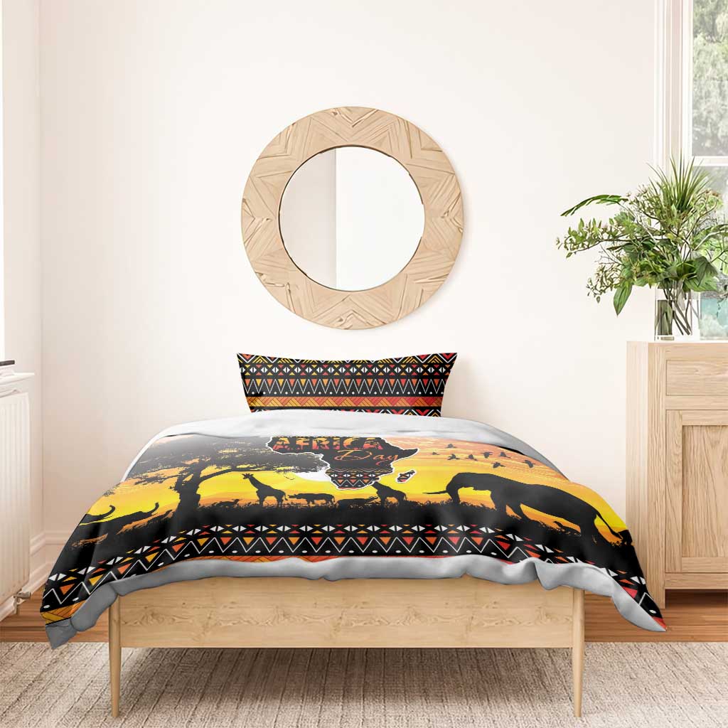 Happy Africa Day Bedding Set African Safari With Map