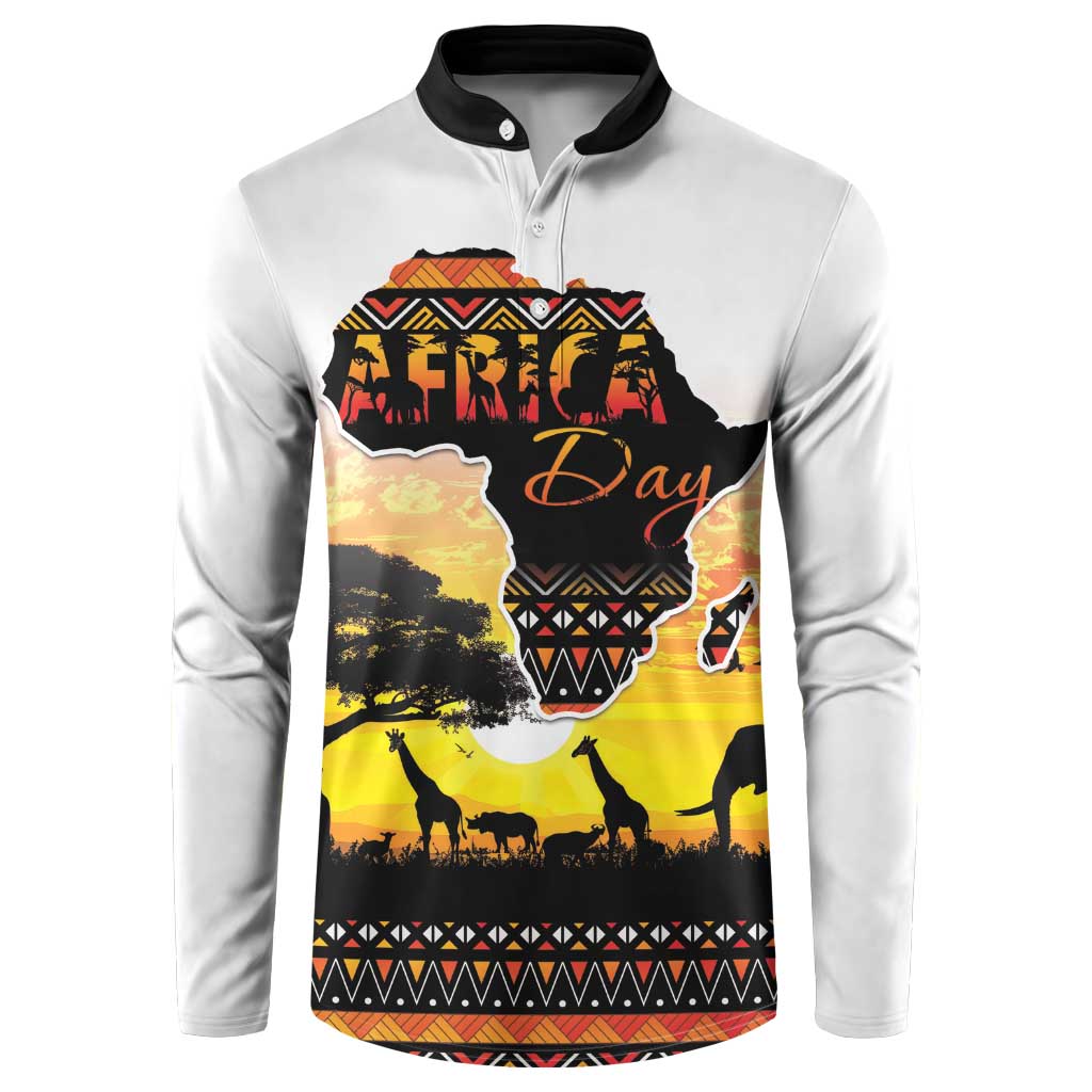 Happy Africa Day Button Sweatshirt African Safari With Map