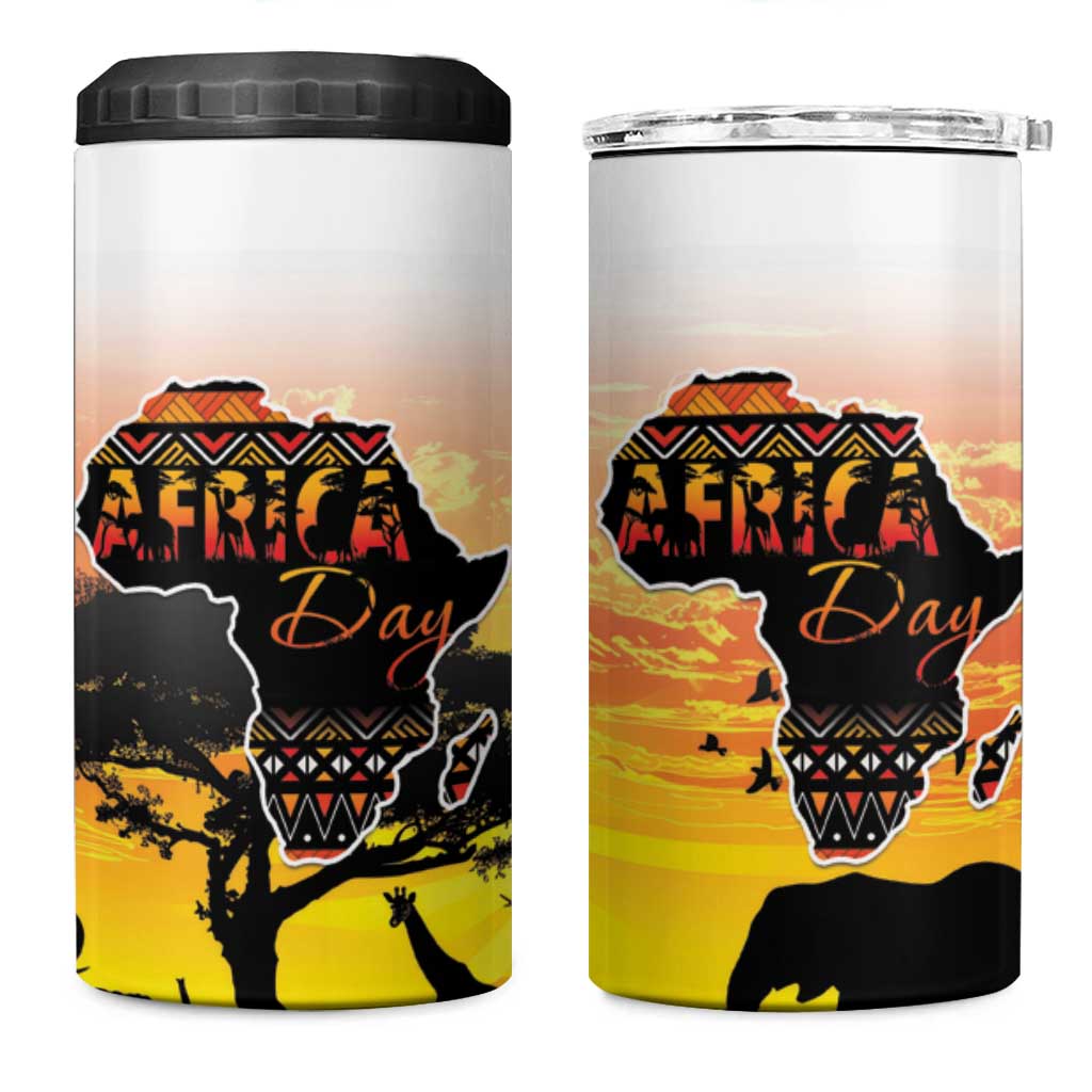 Happy Africa Day 4 in 1 Can Cooler Tumbler African Safari With Map
