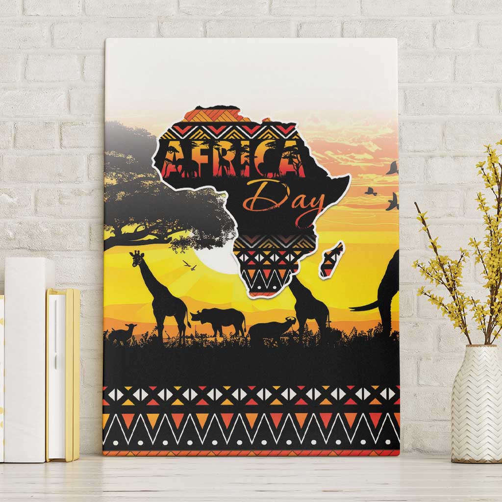 Happy Africa Day Canvas Wall Art African Safari With Map