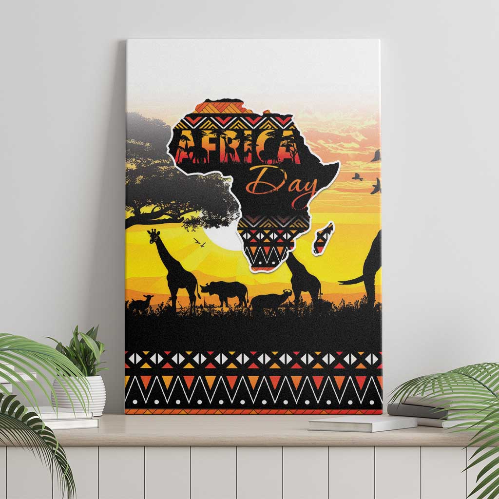 Happy Africa Day Canvas Wall Art African Safari With Map