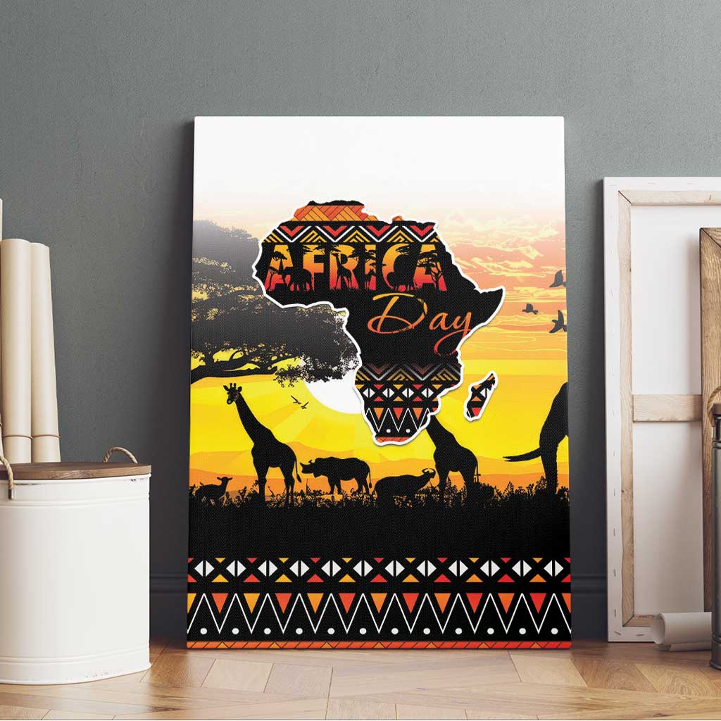 Happy Africa Day Canvas Wall Art African Safari With Map