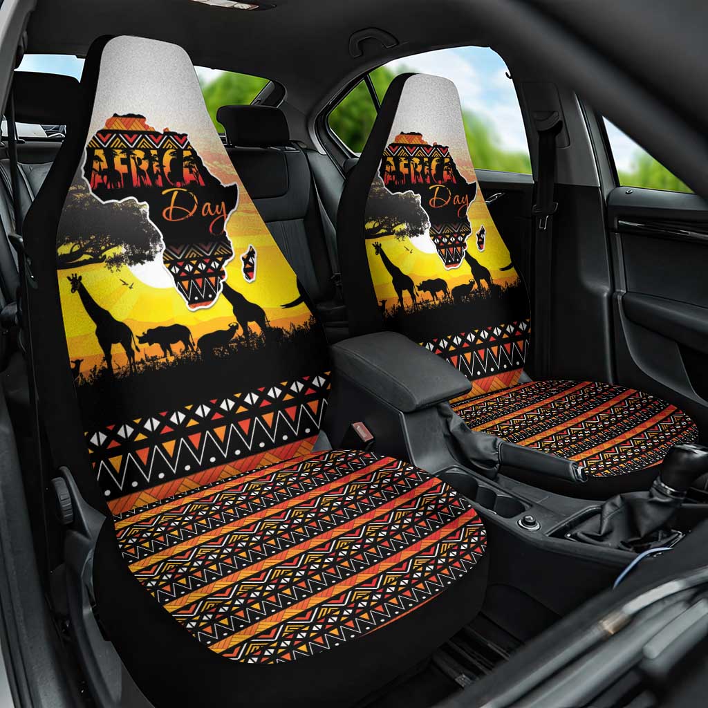 Happy Africa Day Car Seat Cover African Safari With Map