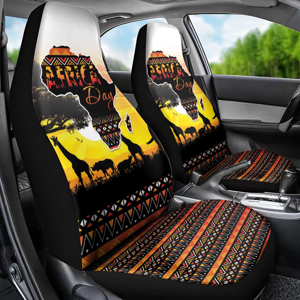Happy Africa Day Car Seat Cover African Safari With Map