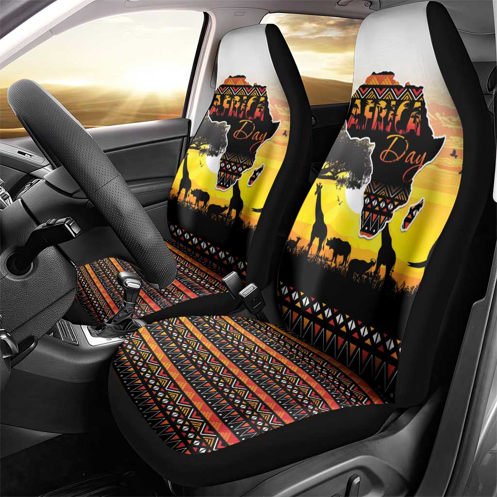 Happy Africa Day Car Seat Cover African Safari With Map