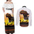 Happy Africa Day Couples Matching Off Shoulder Maxi Dress and Long Sleeve Button Shirt African Safari With Map