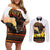 Happy Africa Day Couples Matching Off Shoulder Short Dress and Long Sleeve Button Shirt African Safari With Map