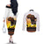 Happy Africa Day Couples Matching Off The Shoulder Long Sleeve Dress and Long Sleeve Button Shirt African Safari With Map
