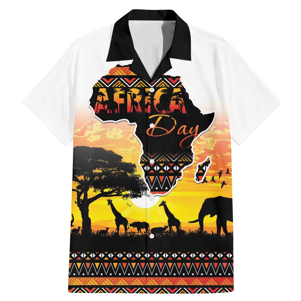 Happy Africa Day Family Matching Mermaid Dress and Hawaiian Shirt African Safari With Map