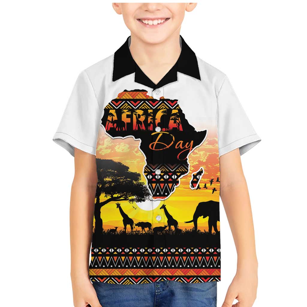 Happy Africa Day Family Matching Mermaid Dress and Hawaiian Shirt African Safari With Map