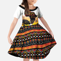 Happy Africa Day Family Matching Off The Shoulder Long Sleeve Dress and Hawaiian Shirt African Safari With Map