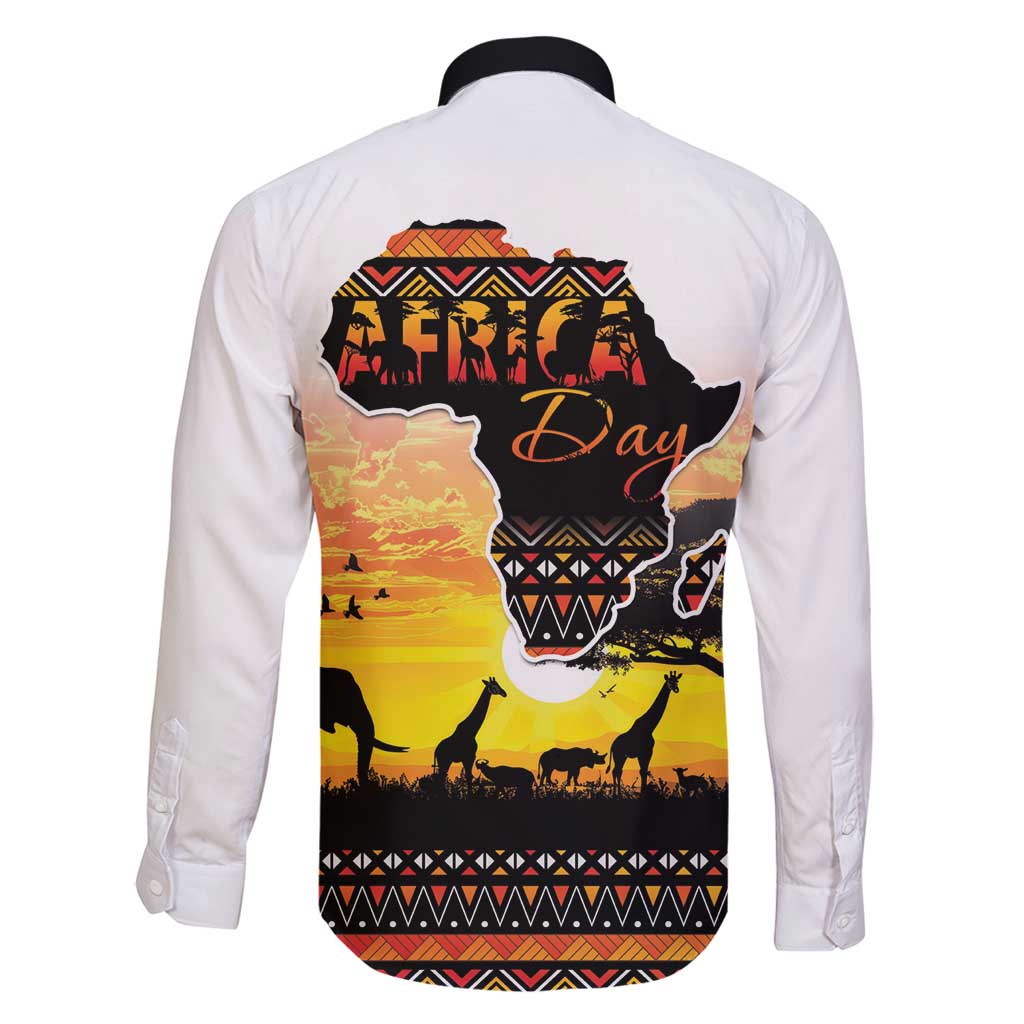 Happy Africa Day Family Matching Off Shoulder Maxi Dress and Hawaiian Shirt African Safari With Map