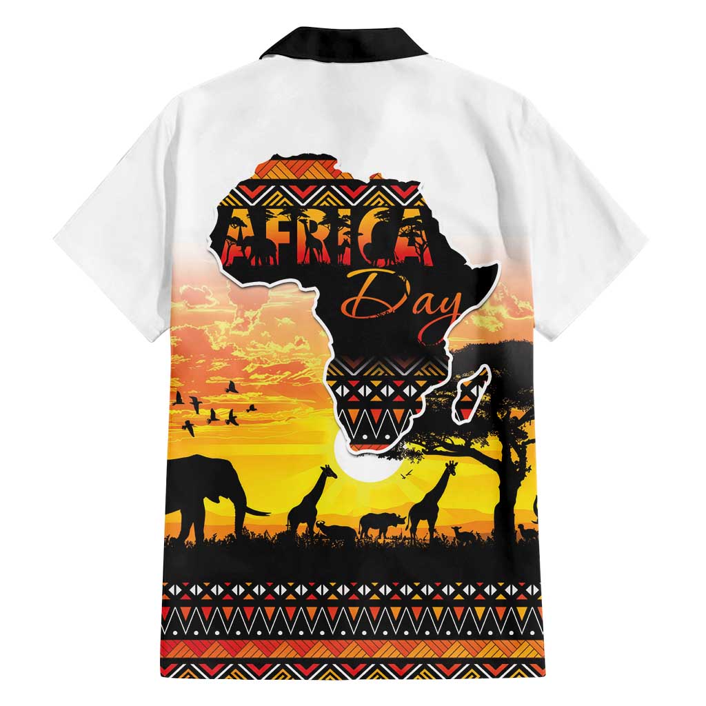 Happy Africa Day Family Matching Summer Maxi Dress and Hawaiian Shirt African Safari With Map