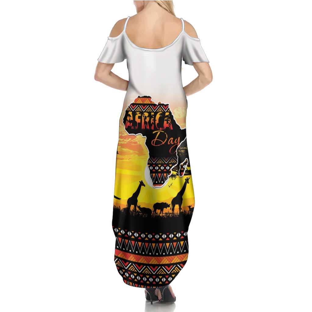 Happy Africa Day Family Matching Summer Maxi Dress and Hawaiian Shirt African Safari With Map