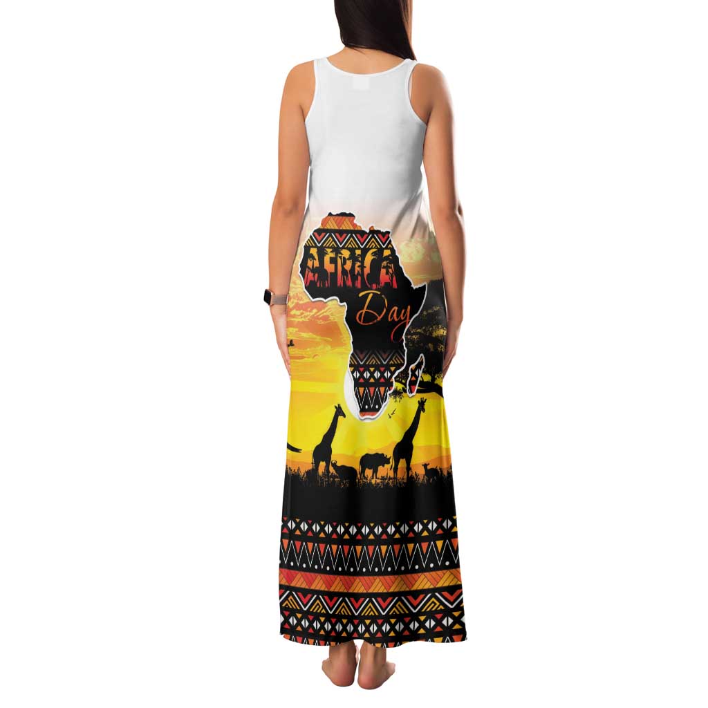 Happy Africa Day Family Matching Tank Maxi Dress and Hawaiian Shirt African Safari With Map