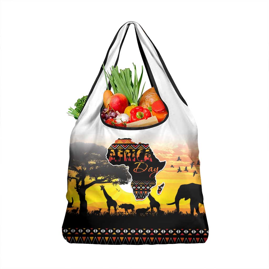 Happy Africa Day Grocery Bag African Safari With Map