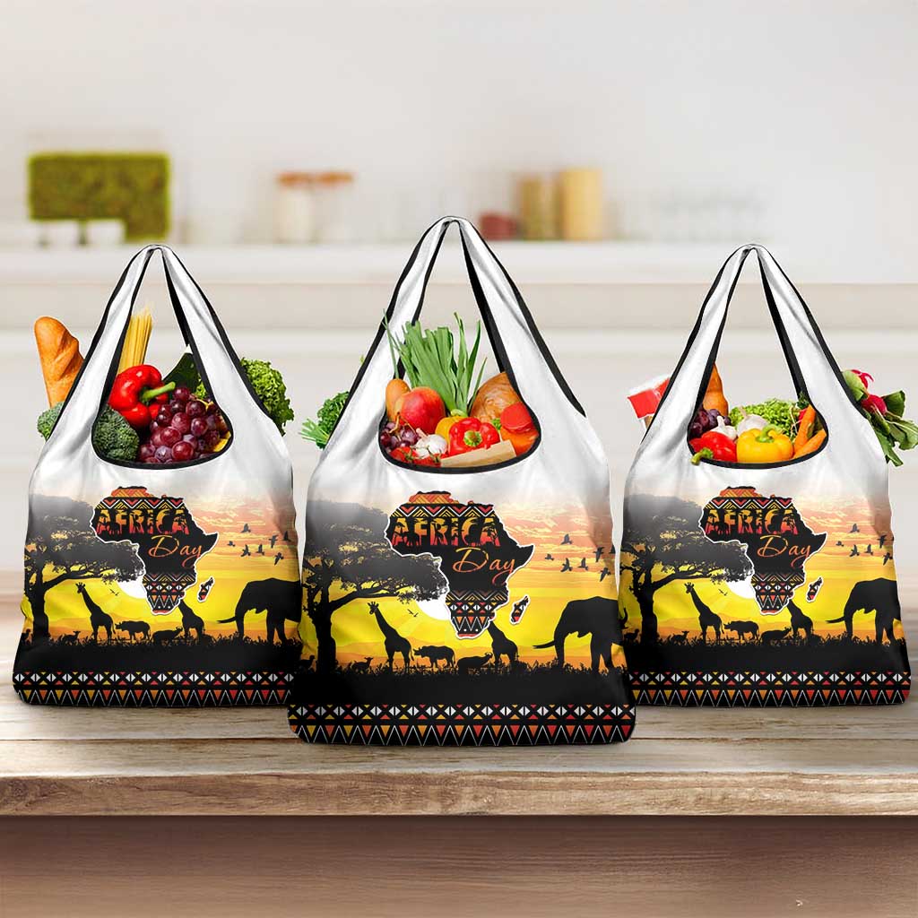 Happy Africa Day Grocery Bag African Safari With Map