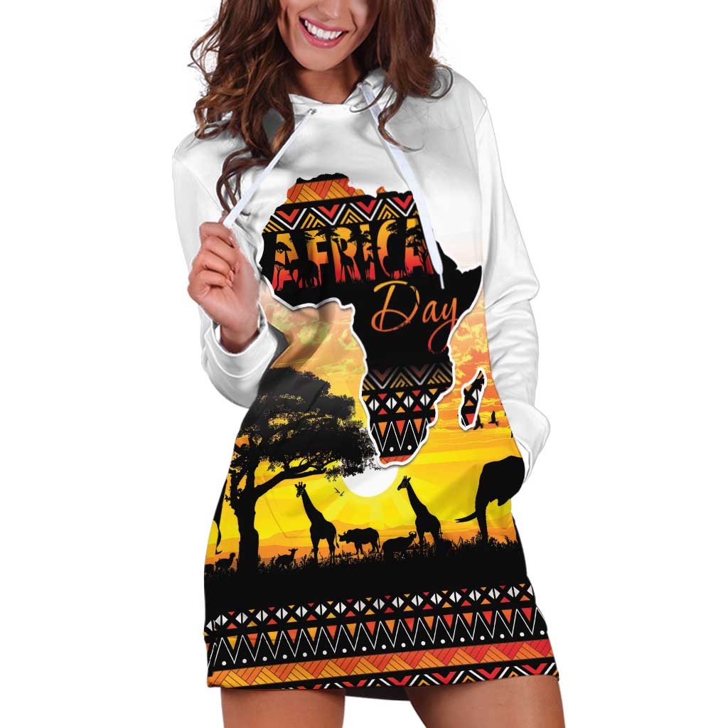 Happy Africa Day Hoodie Dress African Safari With Map