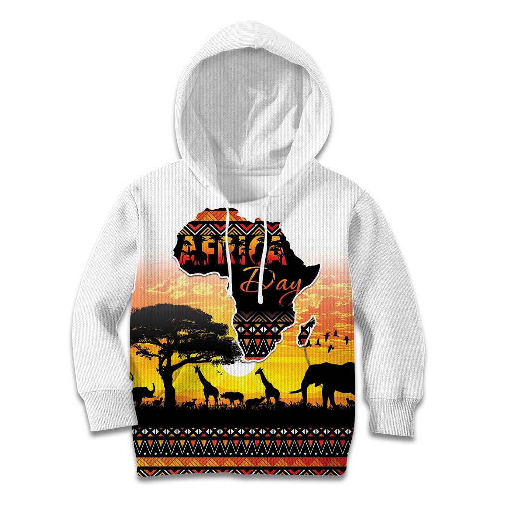 Happy Africa Day Kid Hoodie African Safari With Map