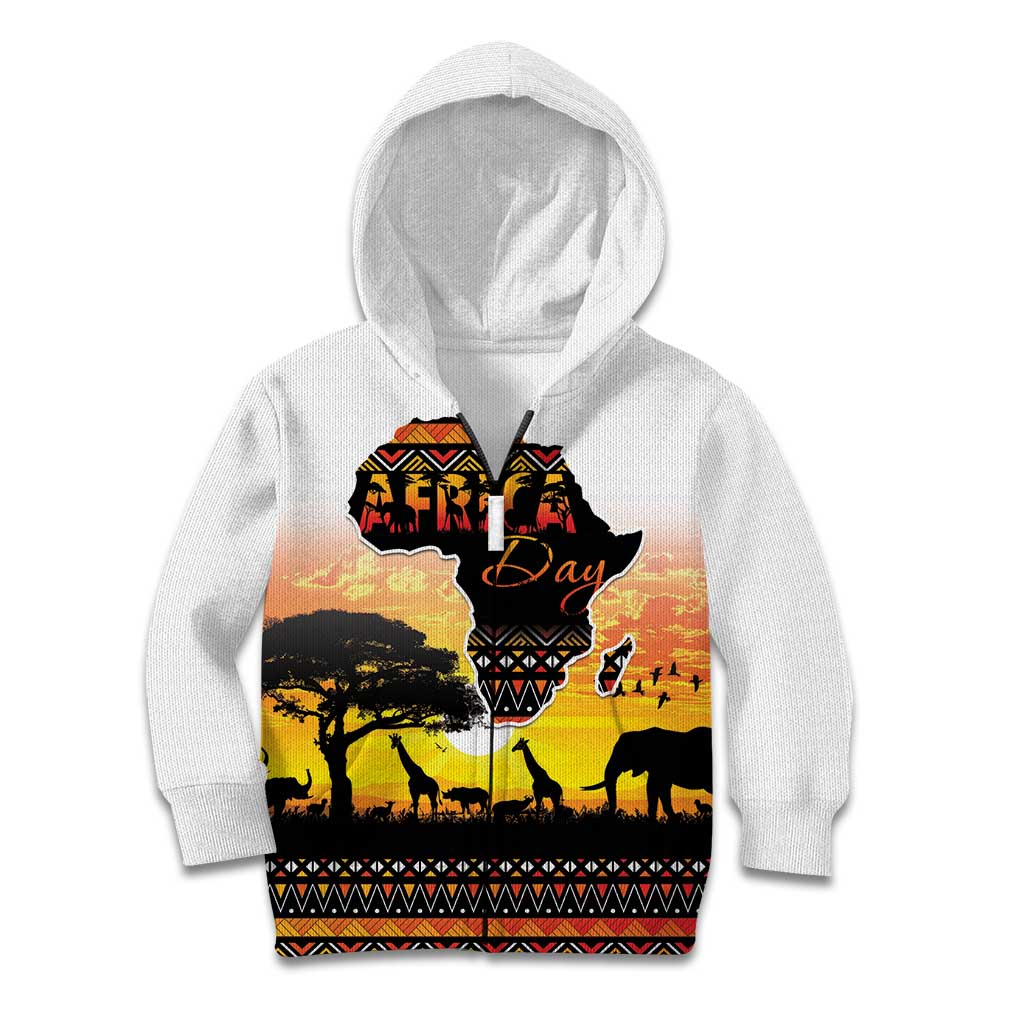 Happy Africa Day Kid Hoodie African Safari With Map