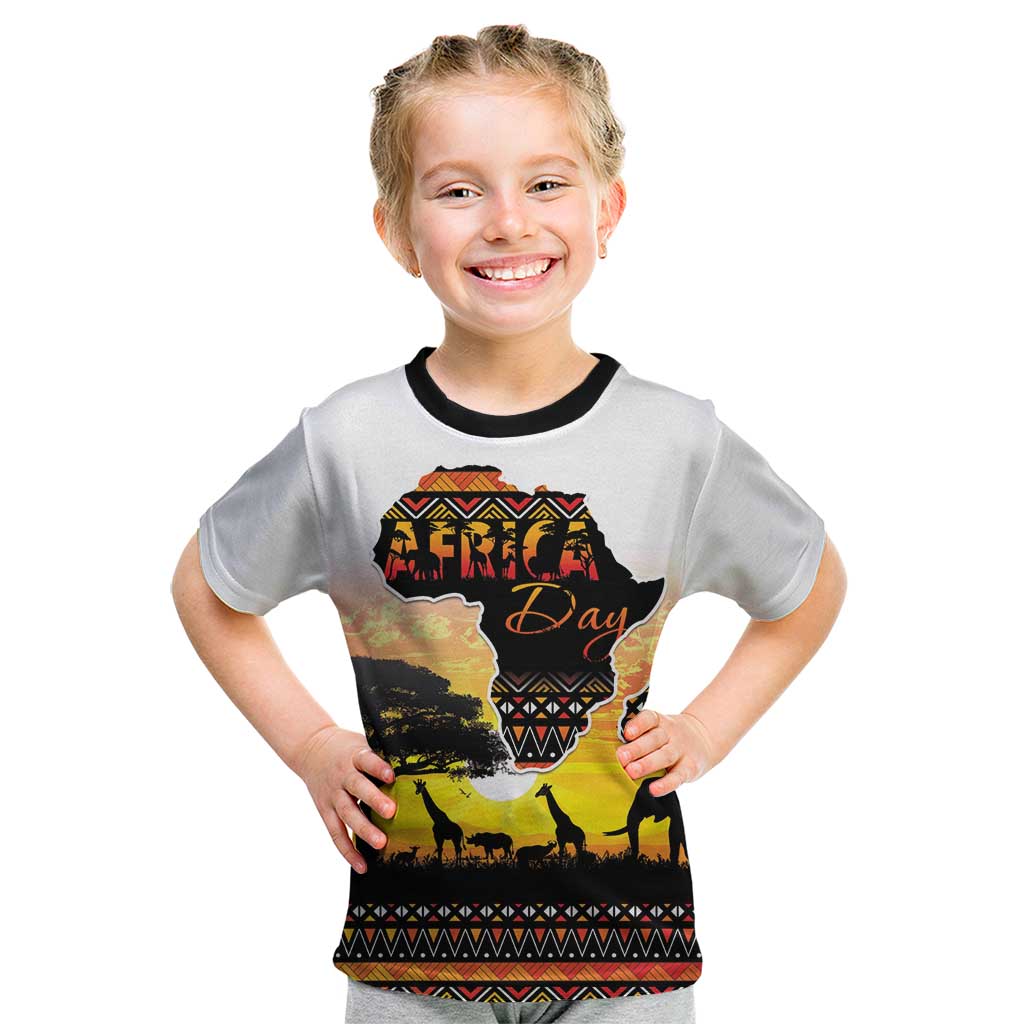 Happy Africa Day Kid T Shirt African Safari With Map